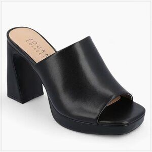 Journee Collection Ezzlyn Platform Sandal Heels Slip On Black NEW NWOB Size 12
